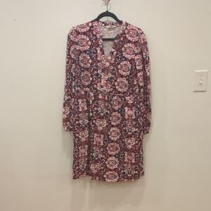 Boden Bohemian Artsy Mod Purple Floral Geometric Dress Pockets Size US 12 VGUC